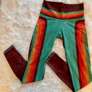 Niyama Sol Brown and Red Leggings Vibrant Stripes
